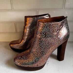 Custom holograph rose gold foil Michael Kors Ankle Booties platform heel size 10